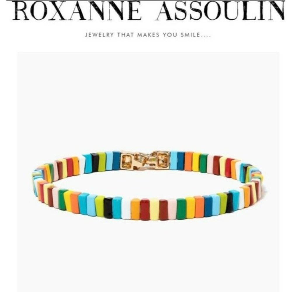 Roxanne Assoulin Necklace Choker Rainbow Brite Bit x Bit Enamel Multicolor NEW! - Picture 1 of 6